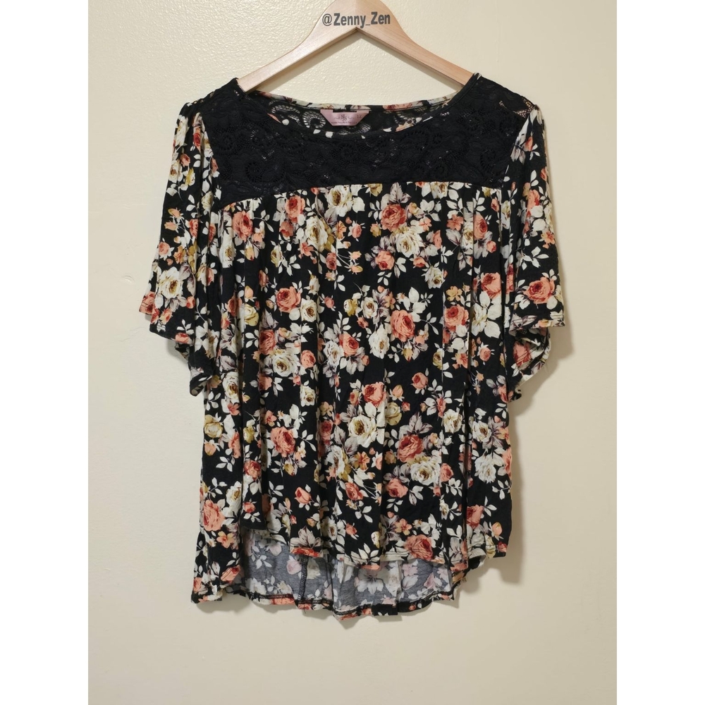 Floral Black Top